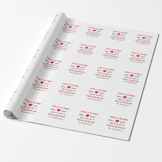 Het huis aan het meer. Datum jaar aangepaste coörd Cadeaupapier (Uitgerold)