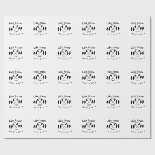 Het huis aan het meer. Datum jaar aangepaste coörd Cadeaupapier (Vlak)