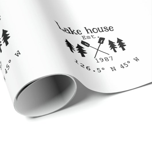 Het huis aan het meer. Datum jaar aangepaste coörd Cadeaupapier (Rol Hoek)