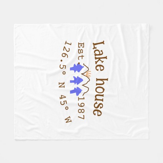 Het huis aan het meer. Datum jaar aangepaste coörd Fleece Deken (Voorkant (Horizontaal))
