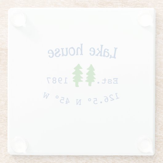 Het huis aan het meer. Datum jaar aangepaste coörd Glazen Onderzetter (Achterkant)