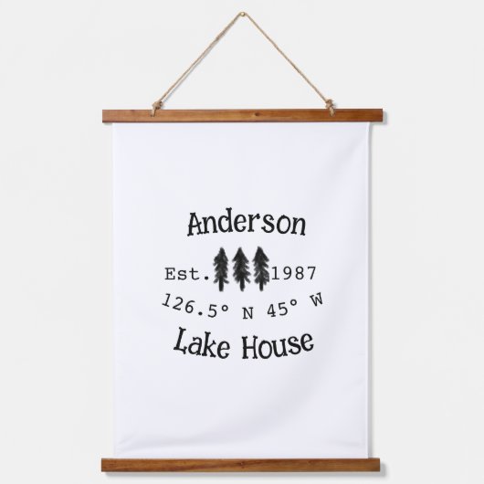 Het huis aan het meer. Datum jaar aangepaste coörd Hangend Wandkleed (Voorkant)