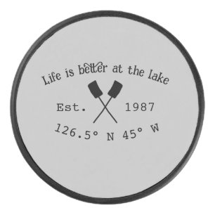 Het huis aan het meer. Datum jaar aangepaste coörd Hockey Puck