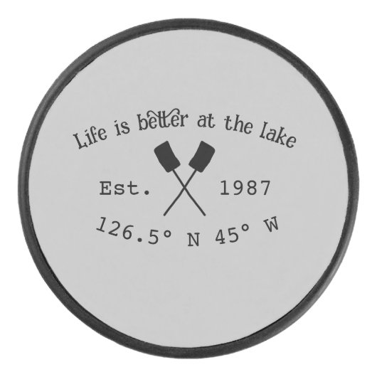 Het huis aan het meer. Datum jaar aangepaste coörd Hockey Puck (Voorkant)