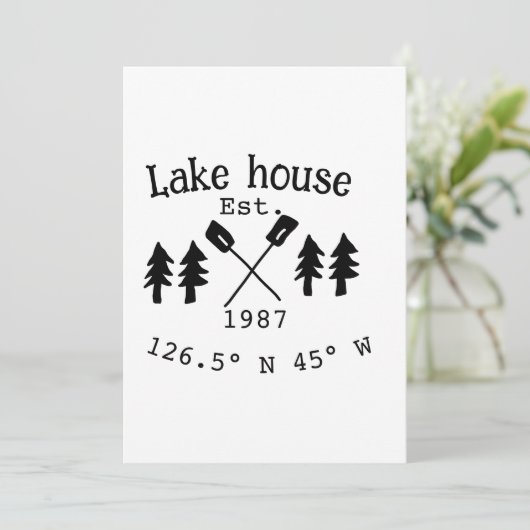 Het huis aan het meer. Datum jaar aangepaste coörd Kaart (Staand voorkant)