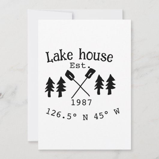 Het huis aan het meer. Datum jaar aangepaste coörd Kaart (Achterkant)