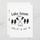 Het huis aan het meer. Datum jaar aangepaste coörd Kaart (Voorkant / Achterkant)