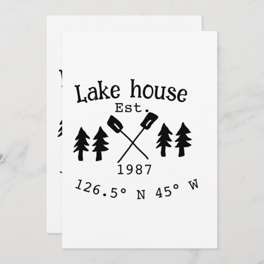 Het huis aan het meer. Datum jaar aangepaste coörd Kaart (Voorkant / Achterkant)