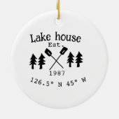 Het huis aan het meer. Datum jaar aangepaste coörd Keramisch Ornament (Achterkant)