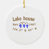 Het huis aan het meer. Datum jaar aangepaste coörd Keramisch Ornament (Achterkant)