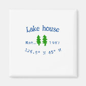 Het huis aan het meer. Datum jaar aangepaste coörd Magneet (Voorkant)