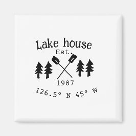 Het huis aan het meer. Datum jaar aangepaste coörd Magneet