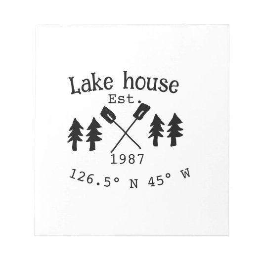 Het huis aan het meer. Datum jaar aangepaste coörd Notitieblok (Voorkant)