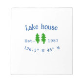 Het huis aan het meer. Datum jaar aangepaste coörd Notitieblok (Voorkant)