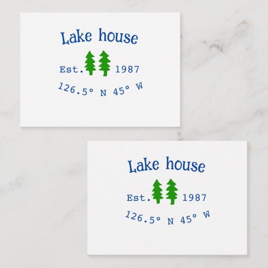 Het huis aan het meer. Datum jaar aangepaste coörd Notitiekaartje (Voorkant / Achterkant)