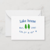 Het huis aan het meer. Datum jaar aangepaste coörd Notitiekaartje (Voorkant)