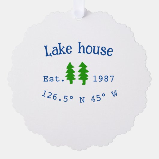 Het huis aan het meer. Datum jaar aangepaste coörd Ornament Kaart (Voorkant)