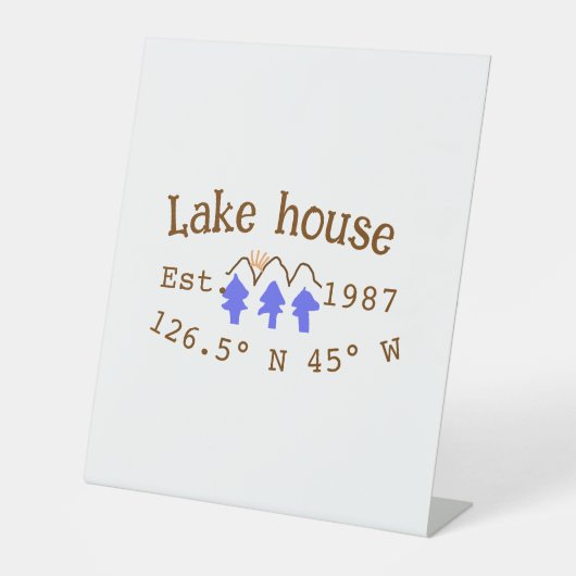 Het huis aan het meer. Datum jaar aangepaste coörd Reclamebord Met Voetstuk (Voorkant)