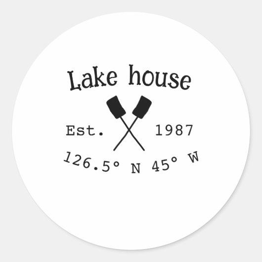 Het huis aan het meer. Datum jaar aangepaste coörd Ronde Sticker (Voorkant)