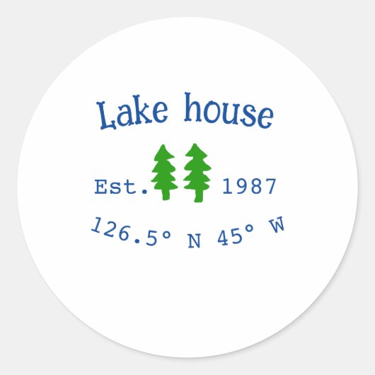 Het huis aan het meer. Datum jaar aangepaste coörd Ronde Sticker (Voorkant)