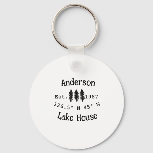 Het huis aan het meer. Datum jaar aangepaste coörd Sleutelhanger (Voorkant)
