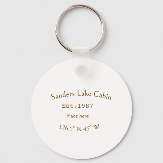 Het huis aan het meer. Datum jaar aangepaste coörd Sleutelhanger (Achterkant)