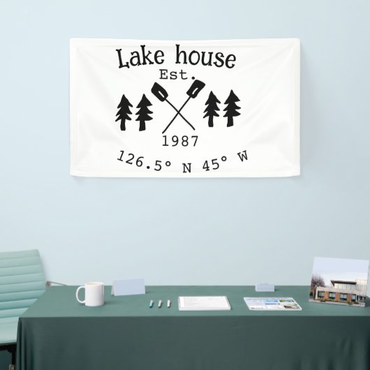 Het huis aan het meer. Datum jaar aangepaste coörd Spandoek (Beurs)