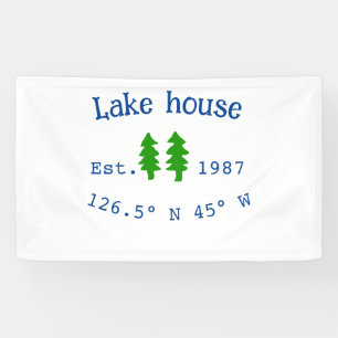 Het huis aan het meer. Datum jaar aangepaste coörd Spandoek
