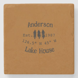 Het huis aan het meer. Datum jaar aangepaste coörd Stenen Onderzetter