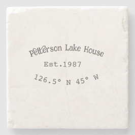 Het huis aan het meer. Datum jaar aangepaste coörd Stenen Onderzetter