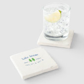 Het huis aan het meer. Datum jaar aangepaste coörd Stenen Onderzetter (Zijkant)