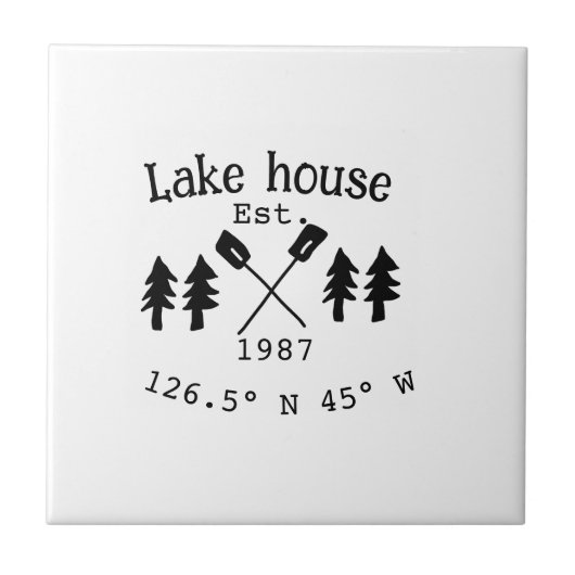 Het huis aan het meer. Datum jaar aangepaste coörd Tegeltje (Voorkant)