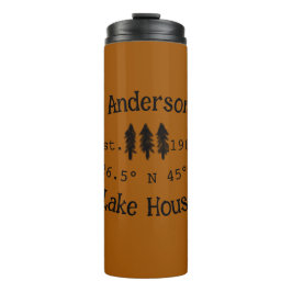 Het huis aan het meer. Datum jaar aangepaste coörd Thermosbeker