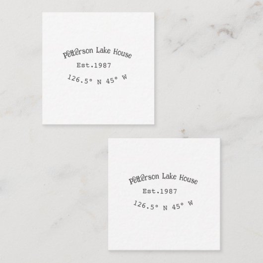 Het huis aan het meer. Datum jaar aangepaste coörd Vierkante Visitekaartje (Voorkant / Achterkant)