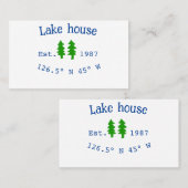 Het huis aan het meer. Datum jaar aangepaste coörd Visitekaartje (Voorkant / Achterkant)