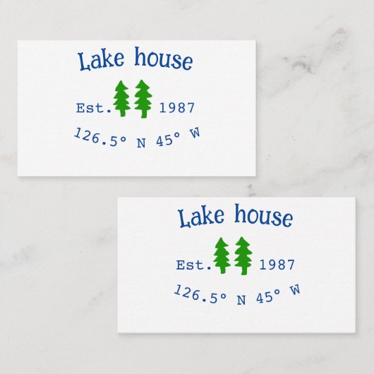 Het huis aan het meer. Datum jaar aangepaste coörd Visitekaartje (Voorkant / Achterkant)