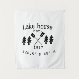 Het huis aan het meer. Datum jaar aangepaste coörd Wandkleed