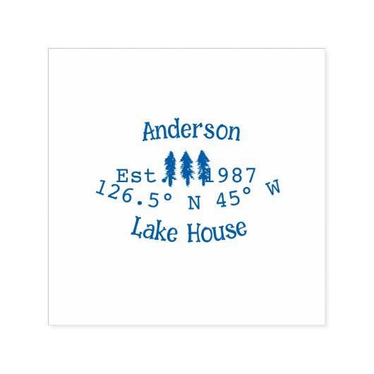 Het huis aan het meer. Datum jaar aangepaste coörd Zelfinktende Stempel (Design)