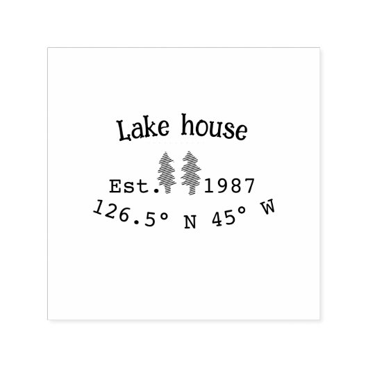 Het huis aan het meer. Datum jaar aangepaste coörd Zelfinktende Stempel (Design)