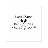 Het huis aan het meer. Datum jaar aangepaste coörd Zelfinktende Stempel (Design)