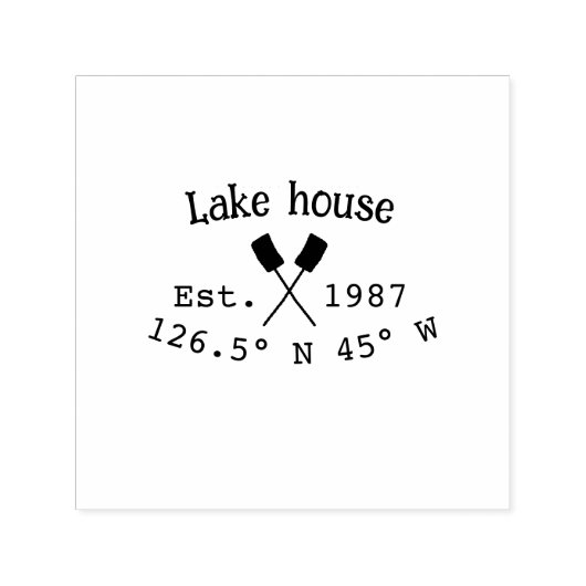 Het huis aan het meer. Datum jaar aangepaste coörd Zelfinktende Stempel (Design)