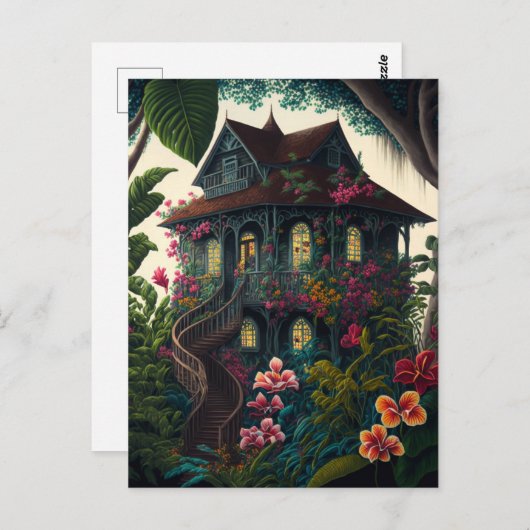 Het huis in een Briefkaart van het tropische parad (Voorkant / Achterkant)