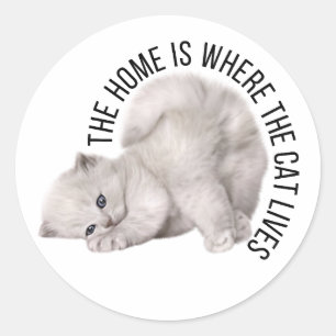 Het huis is waar de kat leeft ronde sticker