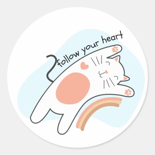 Het huis is waar de kat leeft ronde sticker (Voorkant)