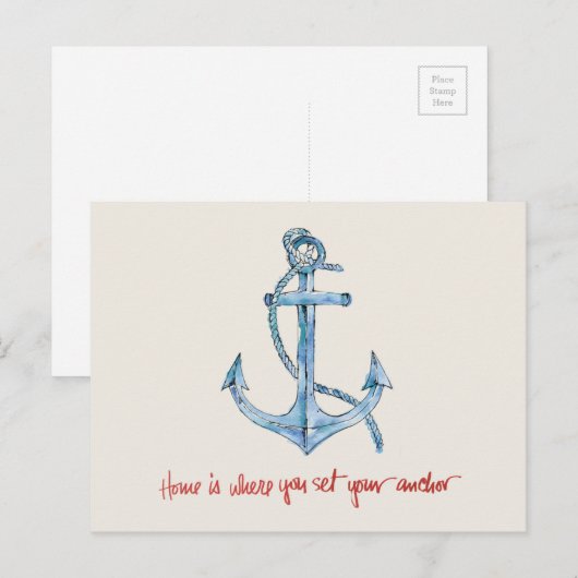 Het huis is waar u Uw Anker plaatst Briefkaart (Voorkant / Achterkant)