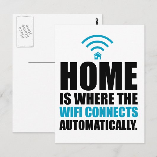 Het huis is waar WiFi automatisch verbindt Briefkaart (Voorkant / Achterkant)