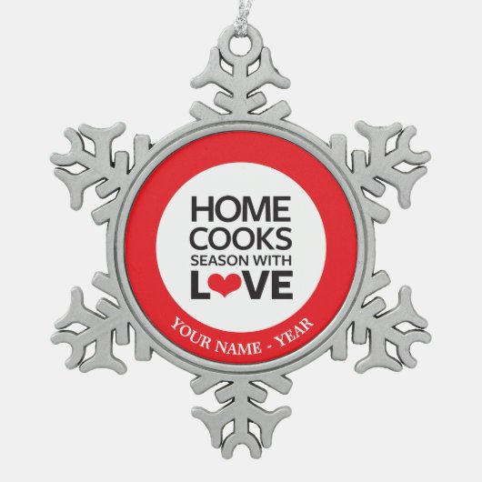 Het huis kookt Seizoen met Liefde Tin Sneeuwvlok Ornament (Voorkant)