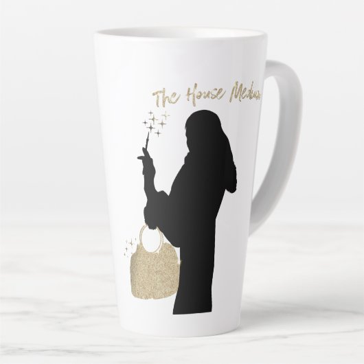 Het huis Medium Tall Mok- w gouden tas Latte Mok (Rechterhoek)