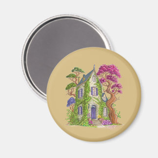 Het huis met de klimop en zijn reusachtige bomen. magneet