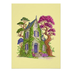 Het huis met de klimop en zijn reusachtige bomen. perfect poster